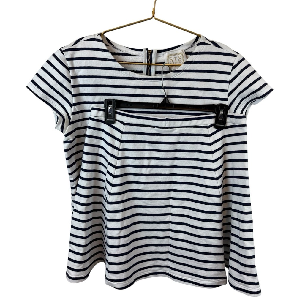 Sail to Sable White Navy Blue Two Piece Skirt Set 100% Cotton Size‎ M